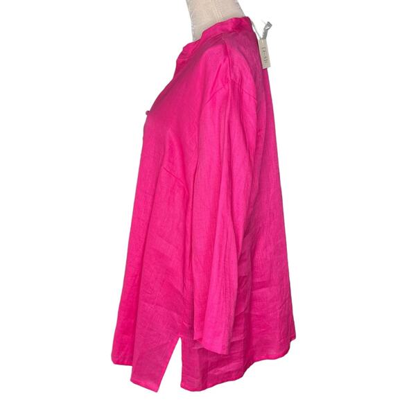 Deane & White Linen Button Down Shirt Top 2X Fuchsia New - Picture 6 of 10